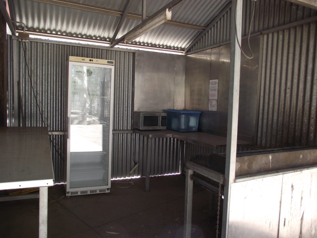 Redgum shed camp kitchen